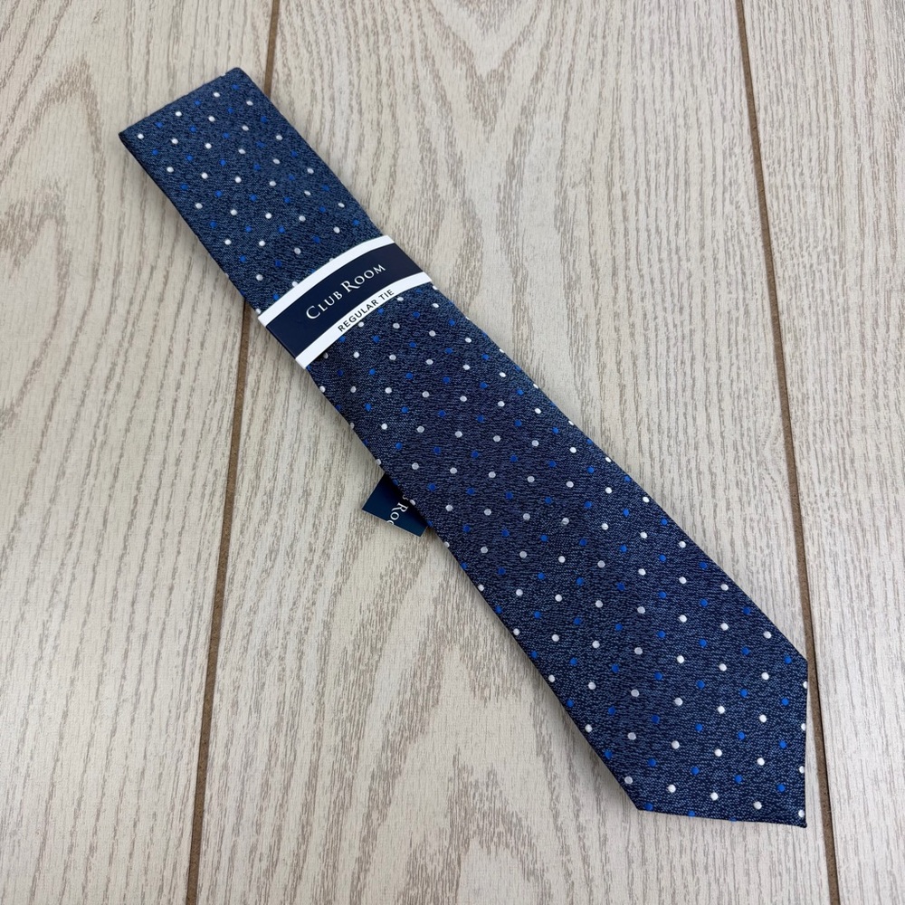 787 Club Room Men's Tie Totten Dot 410 Navy Blue $55 Polyester